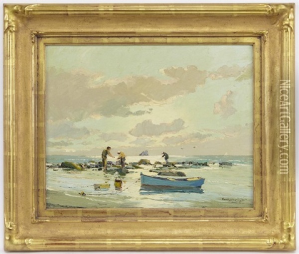 Harvesting Oysters, Galveston Oil Painting - Paul Schumann