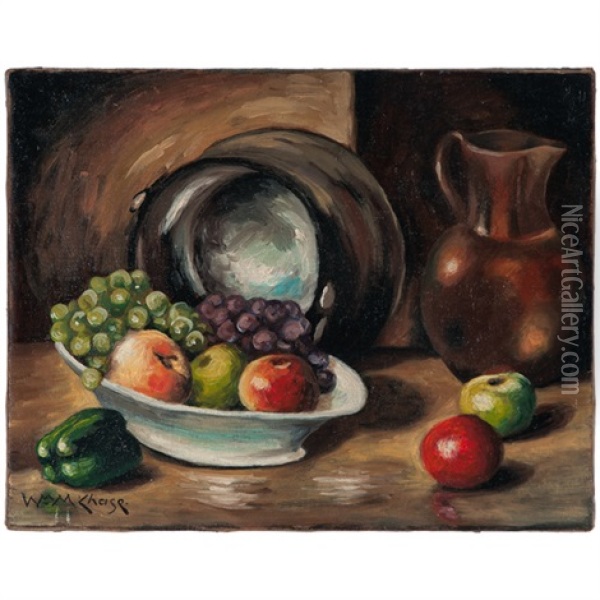 Still Life With Fruit And Pitcher Oil Painting - William Merritt Chase