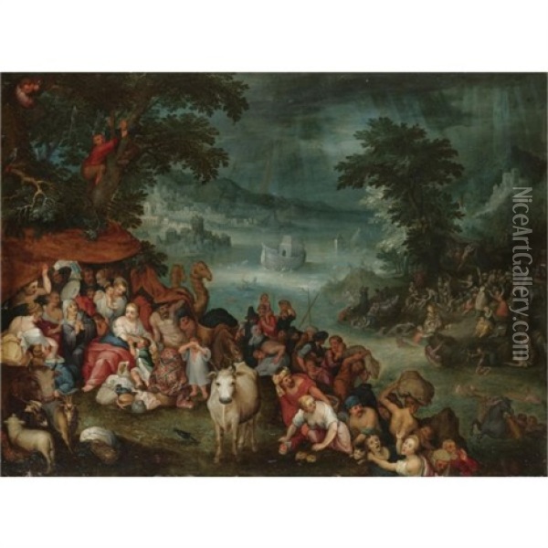 The Flood With Noah's Ark In The Background Oil Painting - Jan Brueghel the Elder