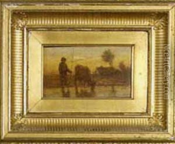 Boy Fishing In A Pond Oil Painting - Samuel Conkely