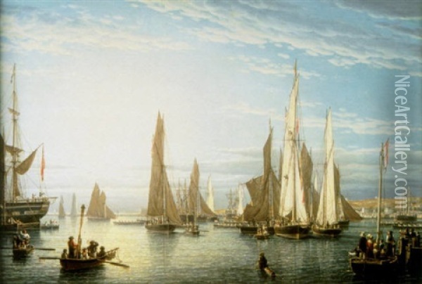 A Regatta Off New Brighton In The River Mersey Oil Painting - Robert Salmon
