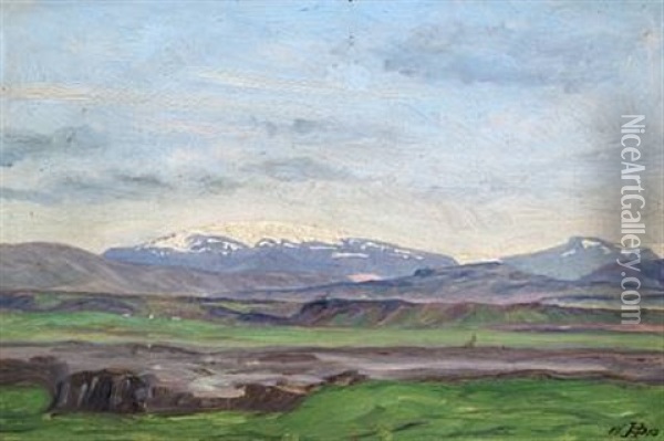 Landscape, Iceland Oil Painting - Benedikt Thorarinn Thorlakson