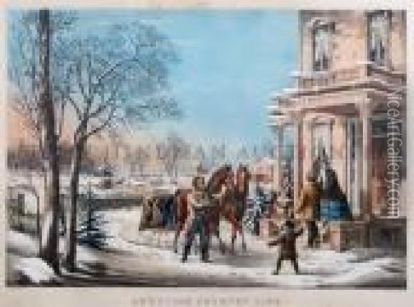 American Life, Pleasures Of Winter Oil Painting - Currier