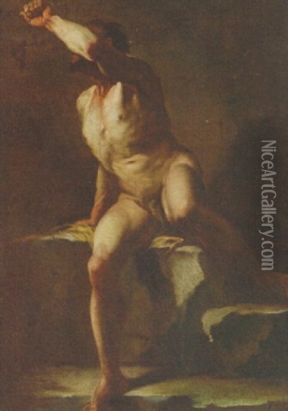 A Male Nude Oil Painting - Gaetano Gandolfi