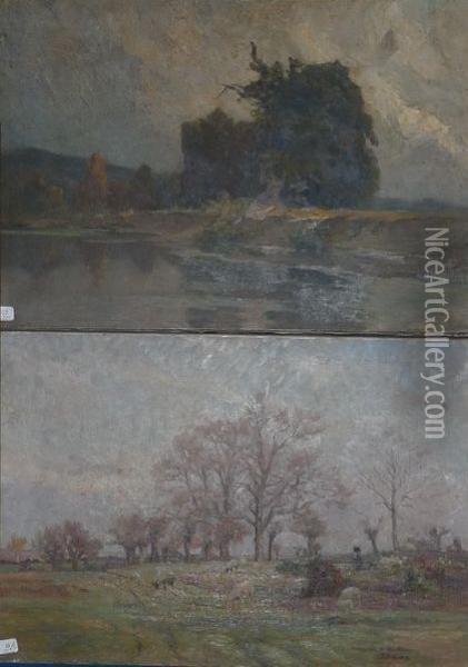 Beauvais Et Paysage A L'etang Oil Painting - Etienne De Martenne