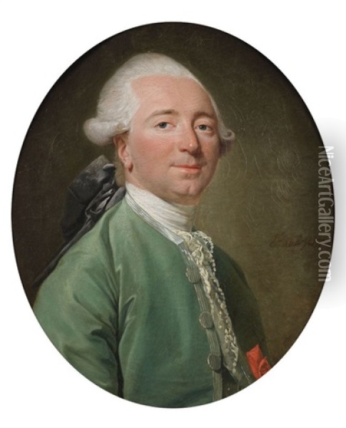 Portrait D'homme A La Veste Verte Oil Painting - Etienne Aubry