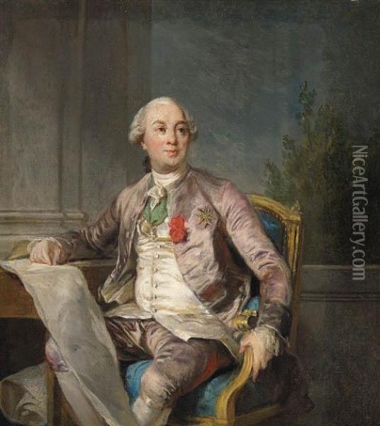A Portrait Study Of 
Charles-claude De Flahaut De La Billarderie,comte D'angiviller 
(1730-1809) Oil Painting - Joseph Siffrein Duplessis
