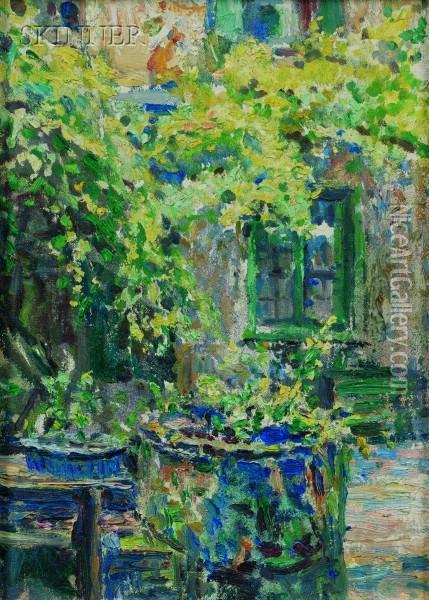 New Orleans Courtyard Oil Painting - Robert Wadsworth Grafton