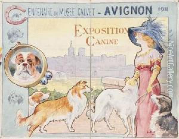 Projet D'affiche Pour L'exposition Canine Pour Le Centenaire Du Musee Calvet, Avignon Oil Painting - Lina Bill