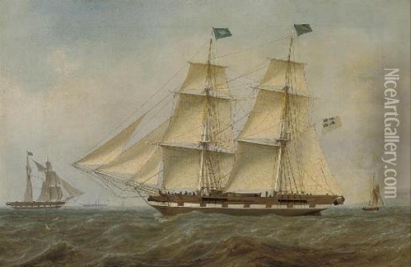 Trading Schooners In The Firth Of Clyde Oil Painting - William Clark Of Greenock