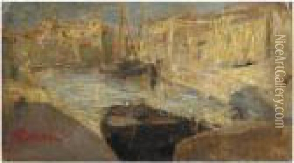 Veduta Di Canale Oil Painting - Cesare Ciani