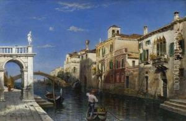 Venezianischer Kanal. Oil Painting - Friedrich Ernst Morgenstern