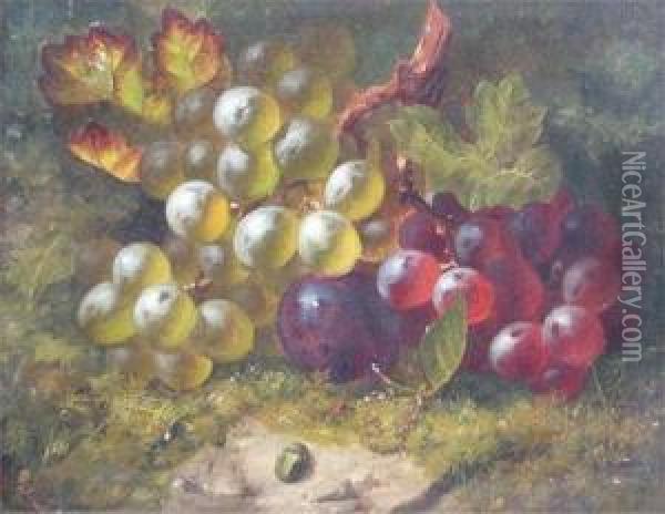 Still Life Of Grapes On A Mossy Bank Oil Painting - William Harding Smith