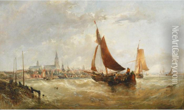 Entrance To Antwerp Harbour Oil Painting - Edwin Hayes