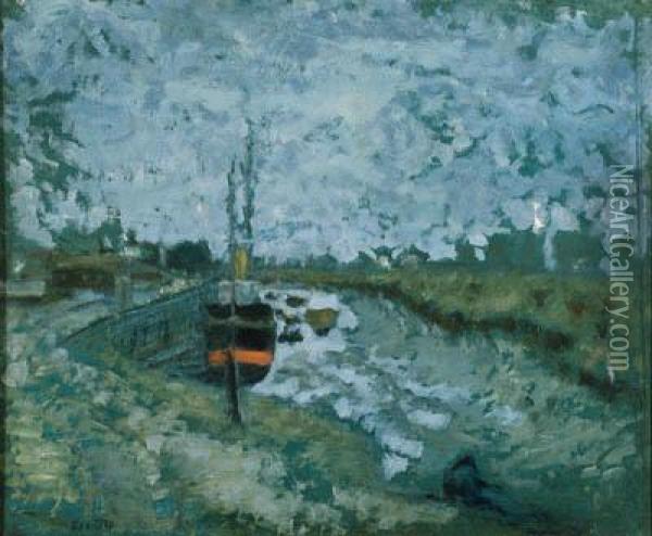 Le Canal, Pniche (barge On The Canal) Oil Painting - Pierre Bonnard