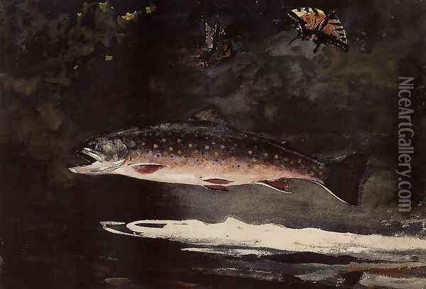 Trout Breaking Oil Painting - Winslow Homer