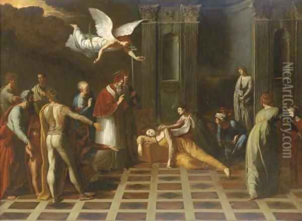 The Death of a female Saint Oil Painting - Francesco del Cairo