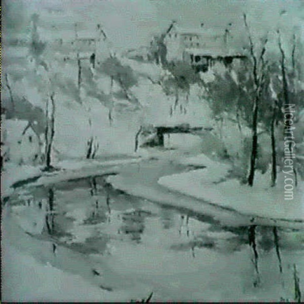 View Winter Oil Painting - John J. Dull