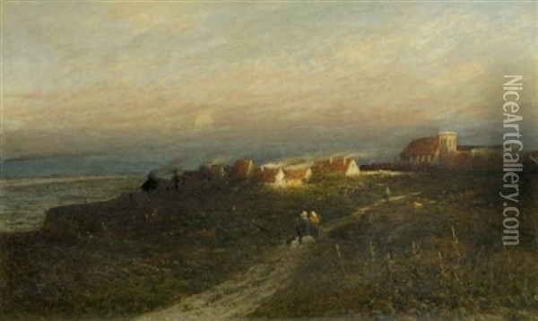 Abend Auf Helgoland Oil Painting - Heinrich Ludwig Freiherr von Gleichen-Russwurm