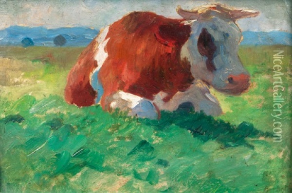 Ruhende Kuh Oil Painting - Thomas Herbst
