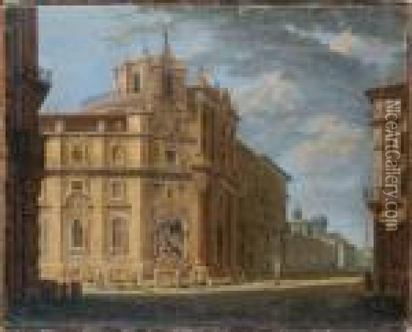 Vue De L'eglise Saint Charles Des Quatre Fontaines A Rome Oil Painting - Giovanni Migliara