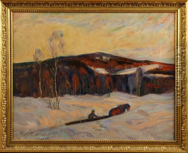 Timmerkorare Pa Smalandska Hoglandet Oil Painting - Hugo Carlberg