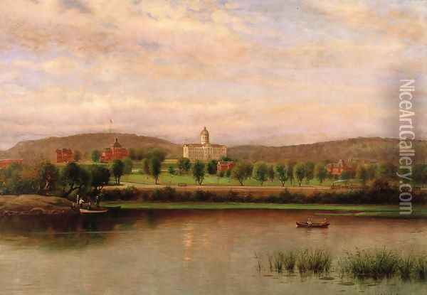 Augustana College in the 1890's Oil Painting - Olof Jonas Grafstrom