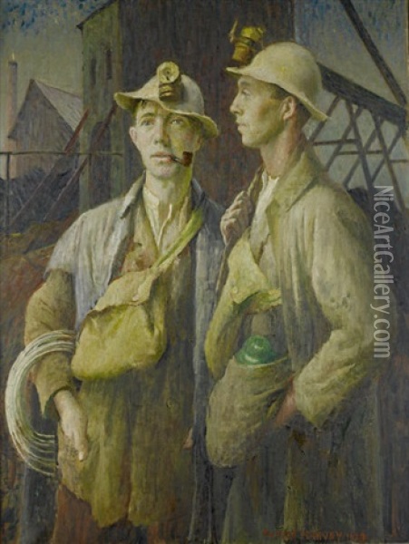 Tin Miners Oil Painting - Harold Harvey