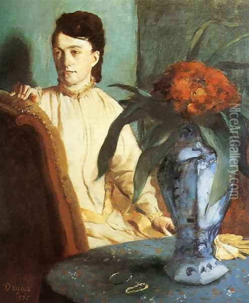 Woman with the Oriental Vase, 1872 Oil Painting - Edgar Degas