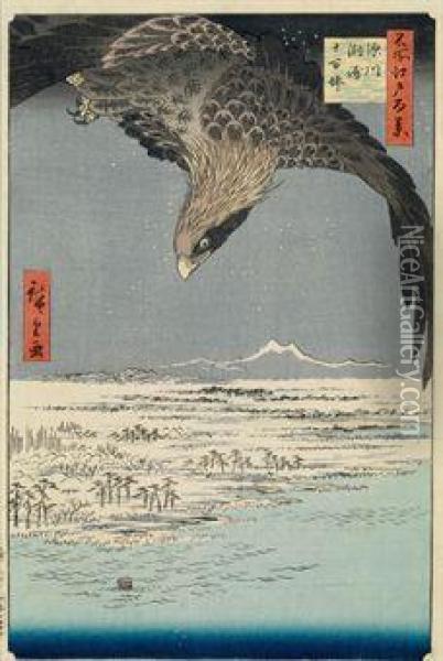 Fukagawa Susaki Jumantsubo Oil Painting - Utagawa or Ando Hiroshige