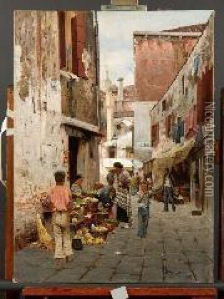 Il Fruttariol Dei Frari (angolo Calle Del Pestrin) Oil Painting - Arturo Bianchi