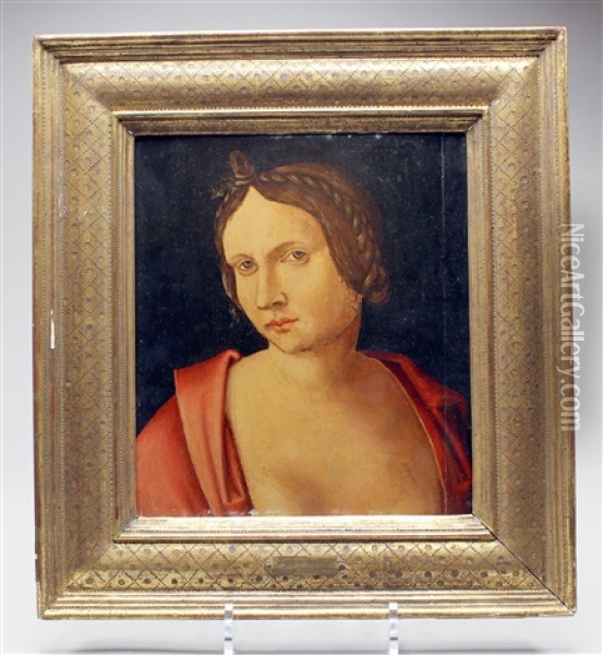 Renaissance-kabinett-bildnis Einer Frau Mit Nach Venezianischer Art Geflochtenem Haar Oil Painting - Jan Van Scorel