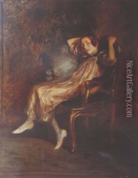 Desiree Manfred Dans Un Fauteuil Oil Painting - Jacques-Emile Blanche