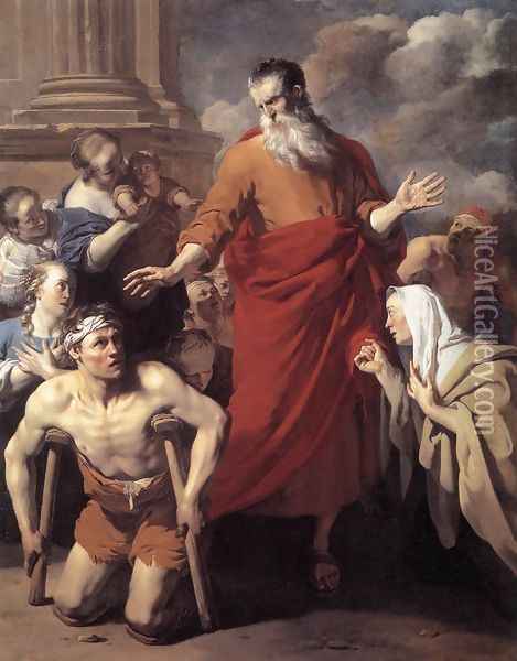 St Paul Healing the Cripple at Lystra 1663 Oil Painting - Karel Dujardin