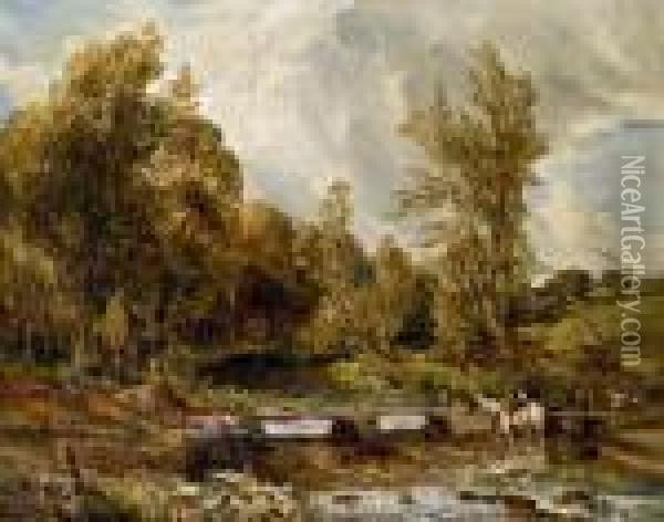 Landschaft Mit Bach, Brucke Und Reiter Oil Painting - John Constable