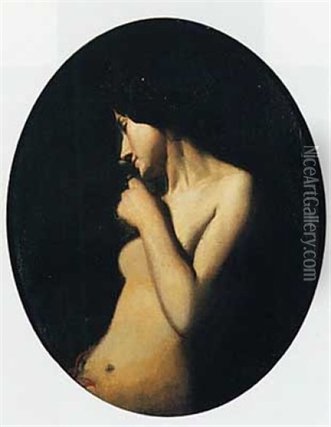 Femme Dans Un Clair Obscur Oil Painting - Charles Auguste Sellier