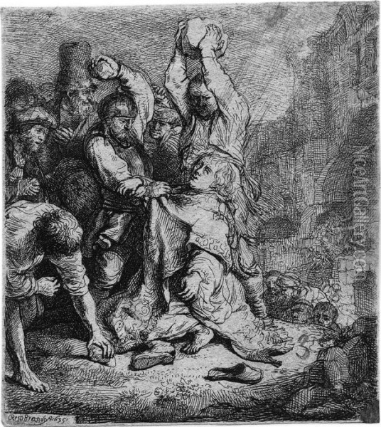 Die Steinigung Des Hl. Stephanus Oil Painting - Rembrandt Van Rijn