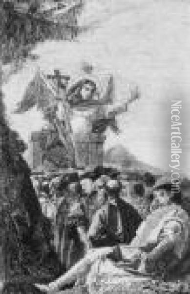 St. Vincenz Predigt Auf Dem Lande Oil Painting - Giovanni Domenico Tiepolo