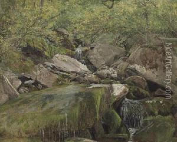 The Cascades, Pinkham Notch, Mount Washington Oil Painting - Aaron Draper Shattuck