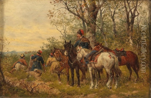 The Reconnaissance Patrol Oil Painting - Ludwig Gedlek