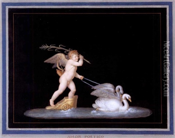 Amor Volubile (+ 3 Others; Set Of 4) Oil Painting - Michelangelo Maestri