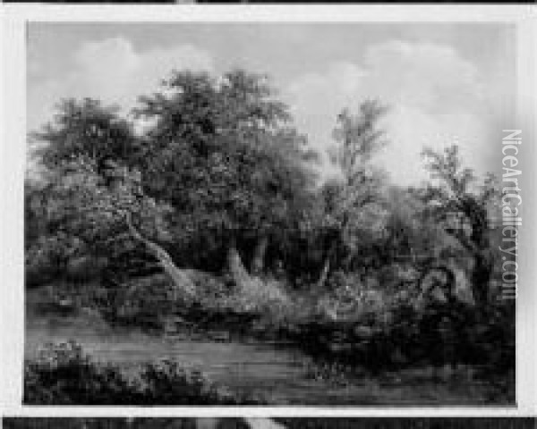 Paysage Lacustre Pres De La Foret Panneau, Une Planche, Non Parquete. Oil Painting - William Henry Crome