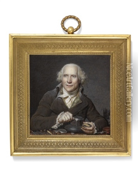Pierre Simon Benjamin Duvivier (1730-1819), Engraver, Making A Medallion Oil Painting - Francois Dumont
