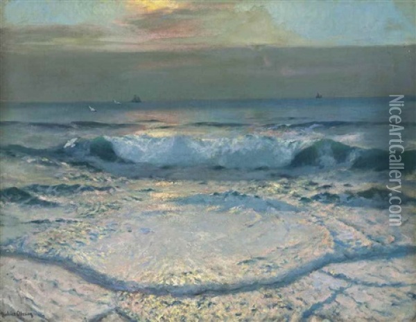 Evening Waves Oil Painting - Julius Olsson