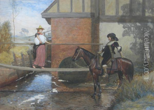 Crossing The Stream Oil Painting - Valentin Walter Bromley
