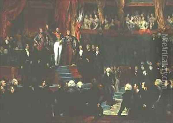 Louis Philippe 1773-1850 is sworn in as king before the Chamber of Deputies Oil Painting - Eugene Francois Marie Joseph Deveria
