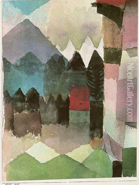 Foehn Wind in Marc's Garden, 1915, 102 Oil Painting - Paul Klee