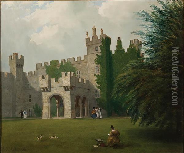 Sketching The Manor Oil Painting - Richard A. Clack