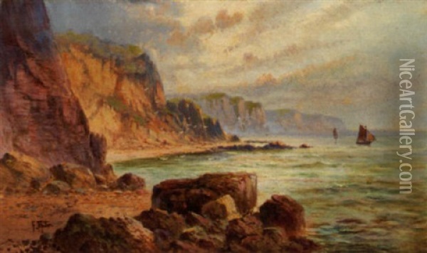 Untitled (seaside Cliffs) Oil Painting - Frank Hider
