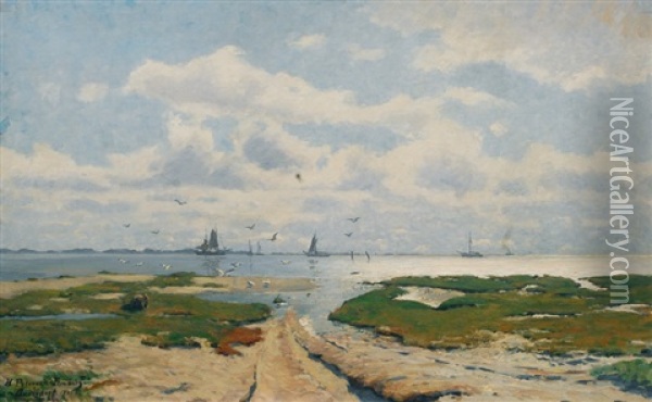 Juist Island Oil Painting - Heinrich Petersen-Flensburg